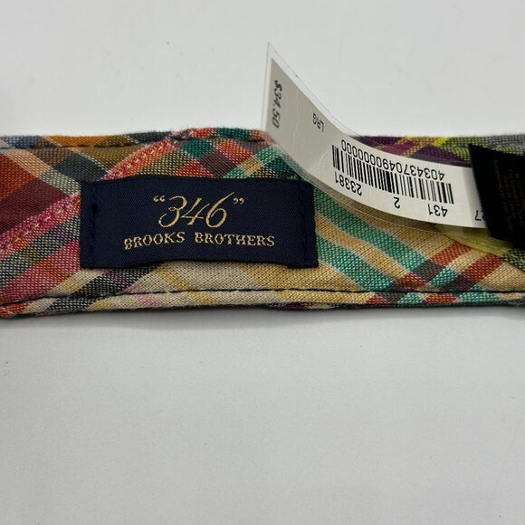 Brooks Brothers "346" Men's Plaid Cotton Belt Leather and D Ring Buckle Large - Picture 4 of 10